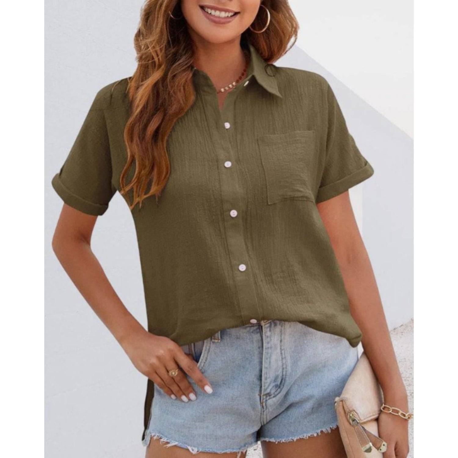 Cindy - Casual Dames blouse met korte mouwen