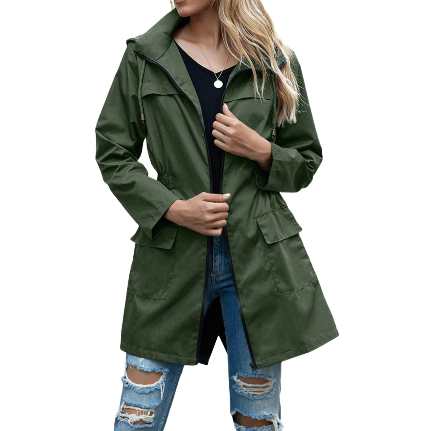 Eloise - Midi dames trenchcoat met ritssluiting weerbestendig