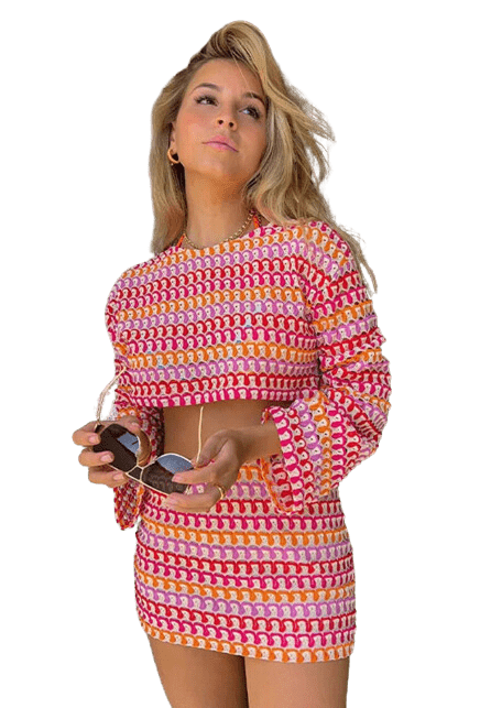 Milou - Stijlvolle cropped print dames set